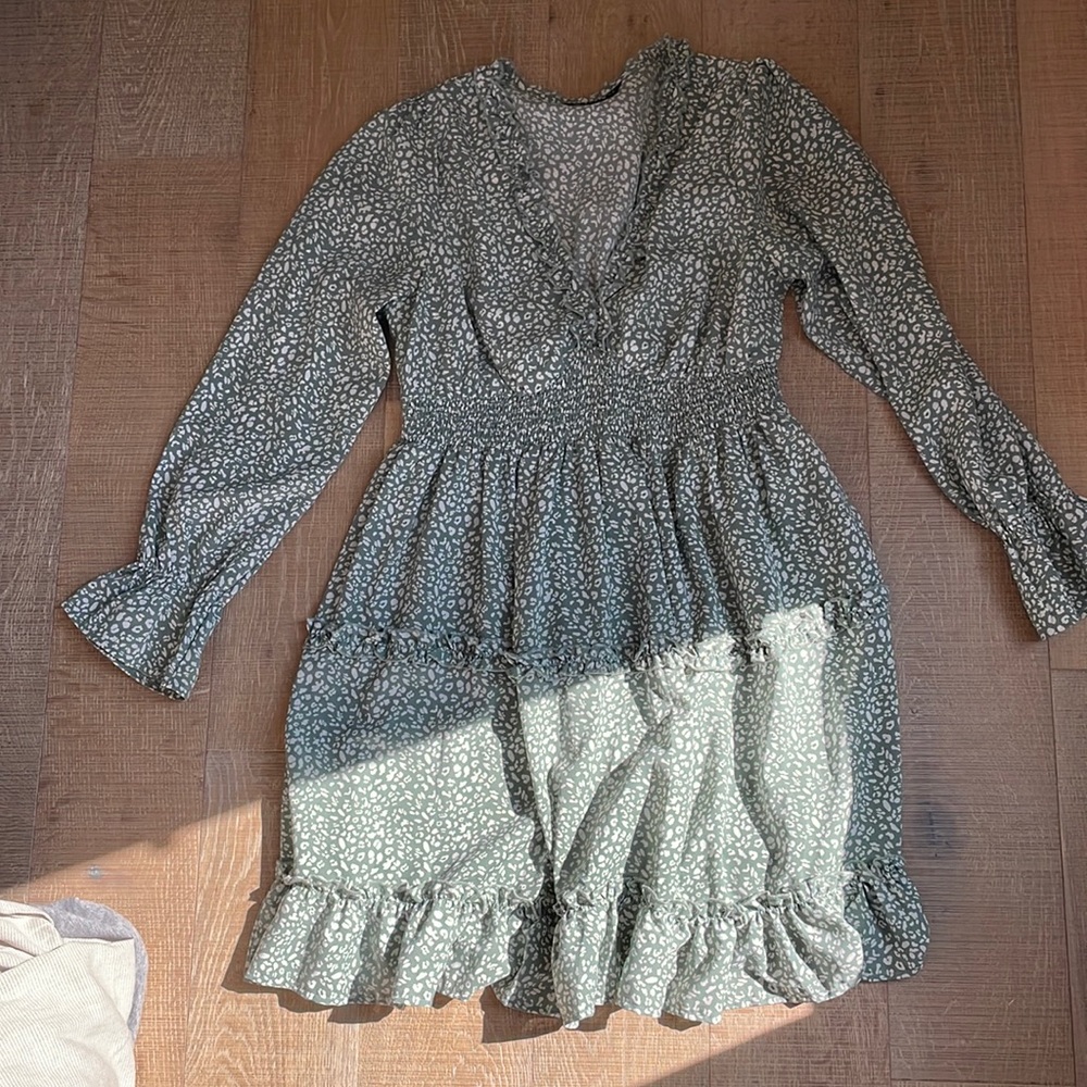 Green printed dress